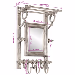vidaXL Luggage Rack with Coat Hangers Wall Mounted Hat Coat Hooks Aluminium