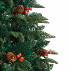 vidaXL Artificial Hinged Christmas Tree Pre Lit Xmas Tree with Cones & Berries - 150 cm - Additional view 4