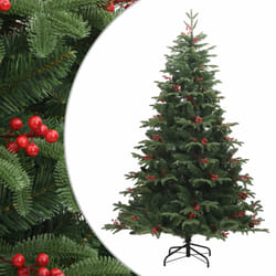 vidaXL Artificial Hinged Christmas Tree Pre Lit Xmas Tree with Cones & Berries - 210 cm