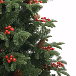 vidaXL Artificial Hinged Christmas Tree Pre Lit Xmas Tree with Cones & Berries - 210 cm - Additional view 4