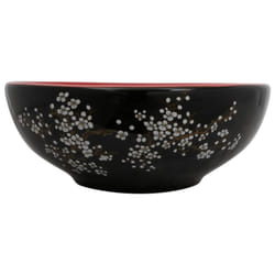 vidaXL Countertop Basin Bathroom Sink Wash Basin Vessel Sink Round Ceramic - black and red
