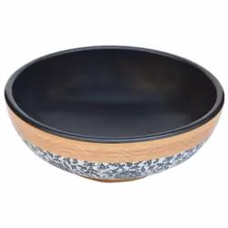 vidaXL Countertop Basin Bathroom Sink Wash Basin Vessel Sink Round Ceramic - brown and black - Additional view 2