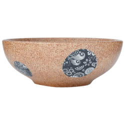 vidaXL Countertop Basin Bathroom Sink Wash Basin Vessel Sink Round Ceramic - brown