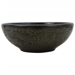 vidaXL Countertop Basin Bathroom Sink Wash Basin Vessel Sink Round Ceramic - black