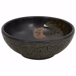 vidaXL Countertop Basin Bathroom Sink Wash Basin Vessel Sink Round Ceramic - black