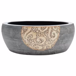 vidaXL Countertop Basin Bathroom Sink Wash Basin Vessel Sink Round Ceramic - black and brown