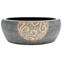 vidaXL Countertop Basin Bathroom Sink Wash Basin Vessel Sink Round Ceramic - black and brown