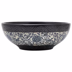 vidaXL Countertop Basin Bathroom Sink Wash Basin Vessel Sink Round Ceramic - black and blue