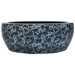 vidaXL Countertop Basin Bathroom Sink Wash Basin Vessel Sink Round Ceramic - dark blue