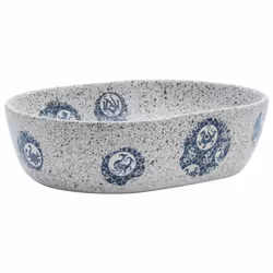 vidaXL Countertop Basin Bathroom Sink Wash Basin Vessel Sink Oval Ceramic - grey and blue, 47 x 33 x 13 cm