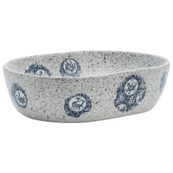 vidaXL Countertop Basin Bathroom Sink Wash Basin Vessel Sink Oval Ceramic - grey and blue, 47 x 33 x 13 cm
