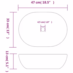 vidaXL Countertop Basin Bathroom Sink Wash Basin Vessel Sink Oval Ceramic - grey and blue, 47 x 33 x 13 cm