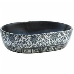 vidaXL Countertop Basin Bathroom Sink Wash Basin Vessel Sink Oval Ceramic - black and blue, 47 x 33 x 13 cm