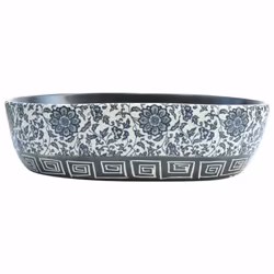 vidaXL Countertop Basin Bathroom Sink Wash Basin Vessel Sink Oval Ceramic - black and blue, 47 x 33 x 13 cm