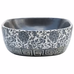 vidaXL Countertop Basin Bathroom Sink Wash Basin Vessel Sink Oval Ceramic - black and blue, 47 x 33 x 13 cm - Additional view 4