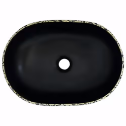vidaXL Countertop Basin Bathroom Sink Wash Basin Vessel Sink Oval Ceramic - black and blue, 47 x 33 x 13 cm - Additional view 5