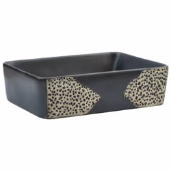vidaXL Countertop Basin Bathroom Sink Vessel Multicolour Rectangular Ceramic - black