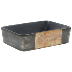vidaXL Countertop Basin Bathroom Sink Vessel Multicolour Rectangular Ceramic - black and brown