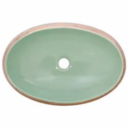 vidaXL Countertop Basin Bathroom Sink Wash Basin Vessel Sink Oval Ceramic - green and brown, 59 x 40 x 15 cm - Additional view 5