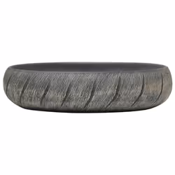 vidaXL Countertop Basin Bathroom Sink Wash Basin Vessel Sink Oval Ceramic - black and grey, 59 x 40 x 15 cm
