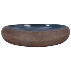 vidaXL Countertop Basin Bathroom Sink Wash Basin Vessel Sink Oval Ceramic - brown and blue, 59 x 40 x 15 cm - Additional view 2