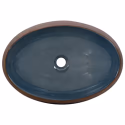 vidaXL Countertop Basin Bathroom Sink Wash Basin Vessel Sink Oval Ceramic - brown and blue, 59 x 40 x 15 cm - Additional view 5
