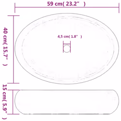 vidaXL Countertop Basin Bathroom Sink Wash Basin Vessel Sink Oval Ceramic - black and white, 59 x 40 x 15 cm