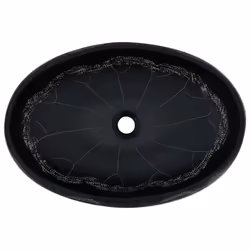 vidaXL Countertop Basin Bathroom Sink Wash Basin Vessel Sink Oval Ceramic - black and white, 59 x 40 x 15 cm - Additional view 5