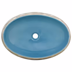 vidaXL Countertop Basin Bathroom Sink Wash Basin Vessel Sink Oval Ceramic - light blue, 59 x 40 x 15 cm - Additional view 5
