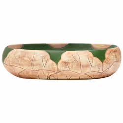 vidaXL Countertop Basin Bathroom Sink Wash Basin Vessel Sink Oval Ceramic - brown and green, 59 x 40 x 15 cm - Additional view 2