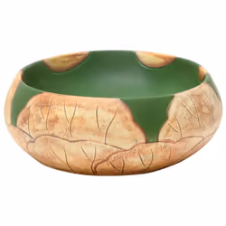 vidaXL Countertop Basin Bathroom Sink Wash Basin Vessel Sink Oval Ceramic - brown and green, 59 x 40 x 15 cm - Additional view 4