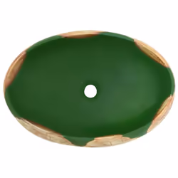 vidaXL Countertop Basin Bathroom Sink Wash Basin Vessel Sink Oval Ceramic - brown and green, 59 x 40 x 15 cm - Additional view 5