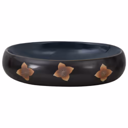 vidaXL Countertop Basin Bathroom Sink Wash Basin Vessel Sink Oval Ceramic - black and blue, 59 x 40 x 15 cm - Additional view 2