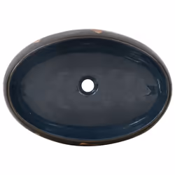 vidaXL Countertop Basin Bathroom Sink Wash Basin Vessel Sink Oval Ceramic - black and blue, 59 x 40 x 15 cm - Additional view 5