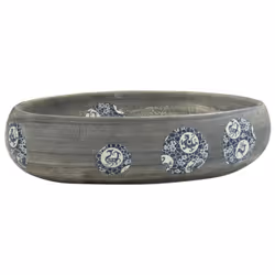 vidaXL Countertop Basin Bathroom Sink Wash Basin Vessel Sink Oval Ceramic - grey, 59 x 40 x 15 cm