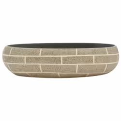 vidaXL Countertop Basin Bathroom Sink Wash Basin Vessel Sink Oval Ceramic - dark grey, 59 x 40 x 15 cm - Additional view 2
