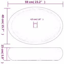 vidaXL Countertop Basin Bathroom Sink Wash Basin Vessel Sink Oval Ceramic - dark grey, 59 x 40 x 15 cm - Additional view 3