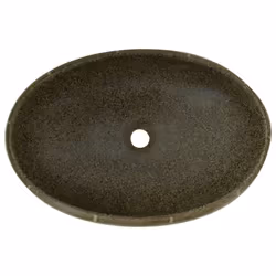 vidaXL Countertop Basin Bathroom Sink Wash Basin Vessel Sink Oval Ceramic - dark grey, 59 x 40 x 15 cm - Additional view 5