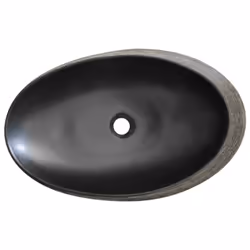 vidaXL Countertop Basin Bathroom Sink Wash Basin Vessel Sink Oval Ceramic - grey and black, 59 x 40 x 14 cm - Additional view 5