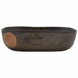 vidaXL Countertop Basin Bathroom Sink Wash Basin Vessel Sink Oval Ceramic - black, 48 x 37.5 x 13.5 cm - Additional view 2