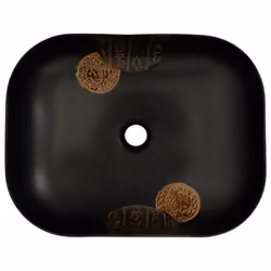 vidaXL Countertop Basin Bathroom Sink Wash Basin Vessel Sink Oval Ceramic - black, 48 x 37.5 x 13.5 cm - Additional view 5