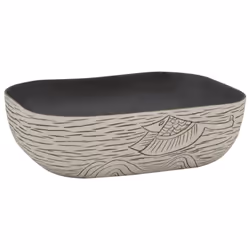 vidaXL Countertop Basin Bathroom Sink Wash Basin Vessel Sink Oval Ceramic - black and grey, 48 x 37.5 x 13.5 cm