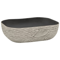 vidaXL Countertop Basin Bathroom Sink Wash Basin Vessel Sink Oval Ceramic - black and grey, 48 x 37.5 x 13.5 cm