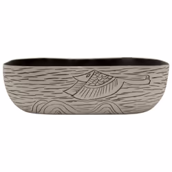 vidaXL Countertop Basin Bathroom Sink Wash Basin Vessel Sink Oval Ceramic - black and grey, 48 x 37.5 x 13.5 cm