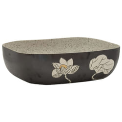 vidaXL Countertop Basin Bathroom Sink Wash Basin Vessel Sink Oval Ceramic - grey and black, 48 x 37.5 x 13.5 cm