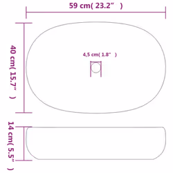 vidaXL Countertop Basin Bathroom Sink Wash Basin Vessel Sink Oval Ceramic - sand, 59 x 40 x 14 cm - Additional view 3