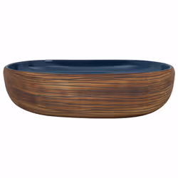 vidaXL Countertop Basin Bathroom Sink Wash Basin Vessel Sink Oval Ceramic - brown and blue, 59 x 40 x 14 cm - Additional view 2