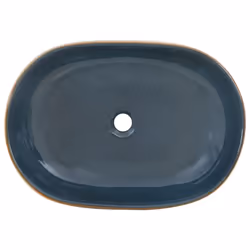 vidaXL Countertop Basin Bathroom Sink Wash Basin Vessel Sink Oval Ceramic - dark blue, 59 x 40 x 14 cm - Additional view 5