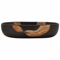 vidaXL Countertop Basin Bathroom Sink Wash Basin Vessel Sink Oval Ceramic - black and brown, 59 x 40 x 14 cm - Additional view 2