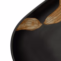 vidaXL Countertop Basin Bathroom Sink Wash Basin Vessel Sink Oval Ceramic - black and brown, 59 x 40 x 14 cm - Additional view 6